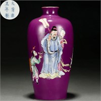 A CHINESE FAMILLE ROSE FIGURAL STORY VASE MEIPING