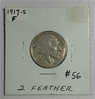 1917-S  2 Feather  Buffalo Nickel   F