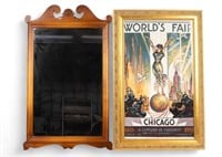 Mirror + World's Fair Poster in Gilded Frame