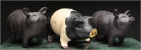 Vintage Cast Iron Pigs & Piggy Bank (3)