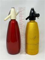 Pair of Midcentury Seltzer Bottles Metal