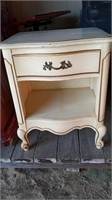 Yellow Nite Stand with Gold Trim and Drawer