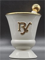 Porcelain w/ Gold Trim Pharmace Pestle & Mortar