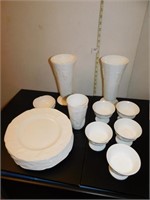 GROUP OF ASSORTED WHITE MILK GLASS