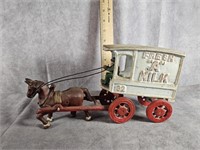 CAST IRON MILK WAGON HORSE AND BUGGY