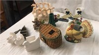 Turkey napkin holder, duck candle holders, with