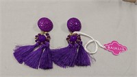 Bajalia purple tassle pierced earrings new