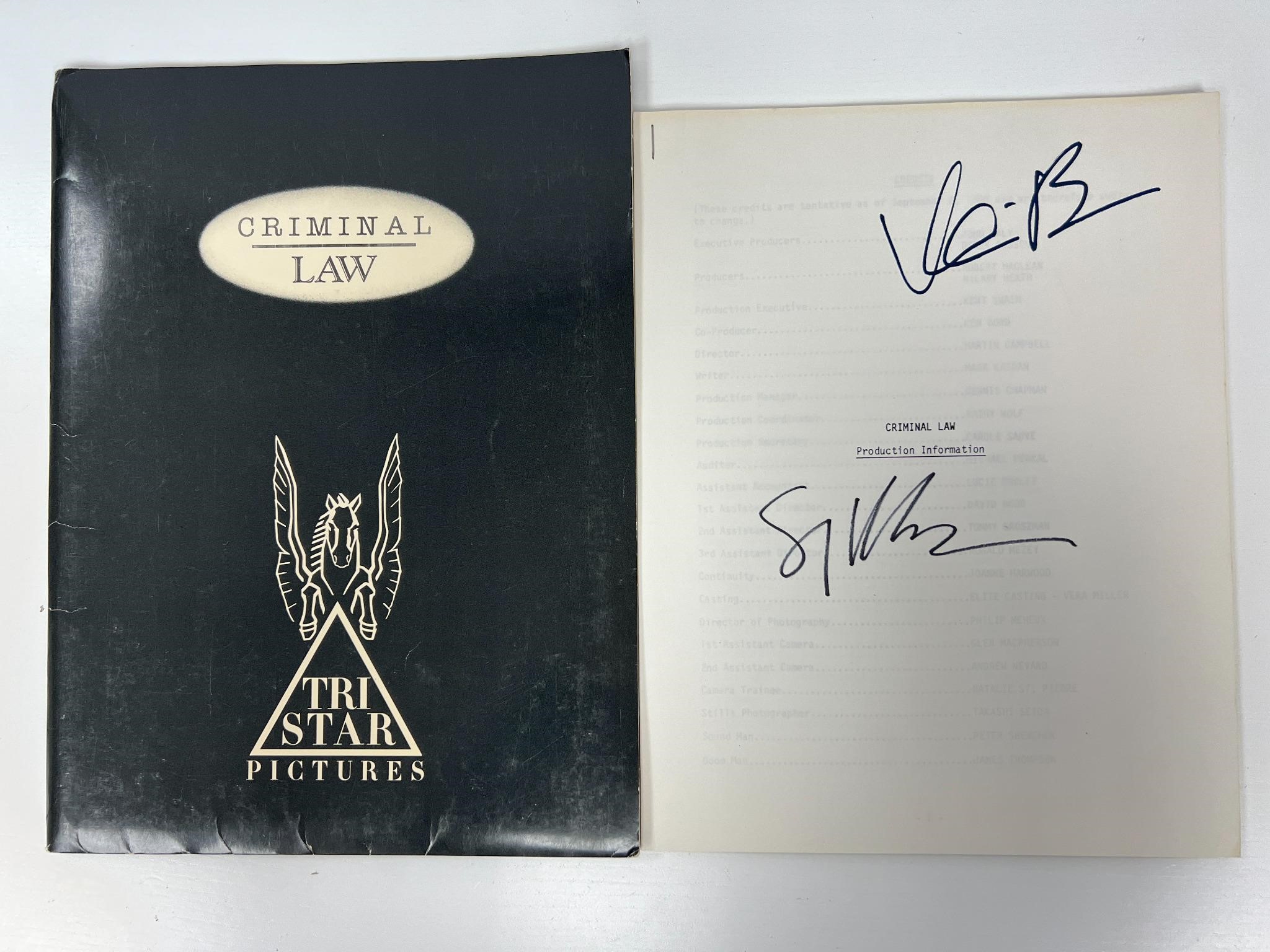 Autograph COA Criminal Law Production Booklet