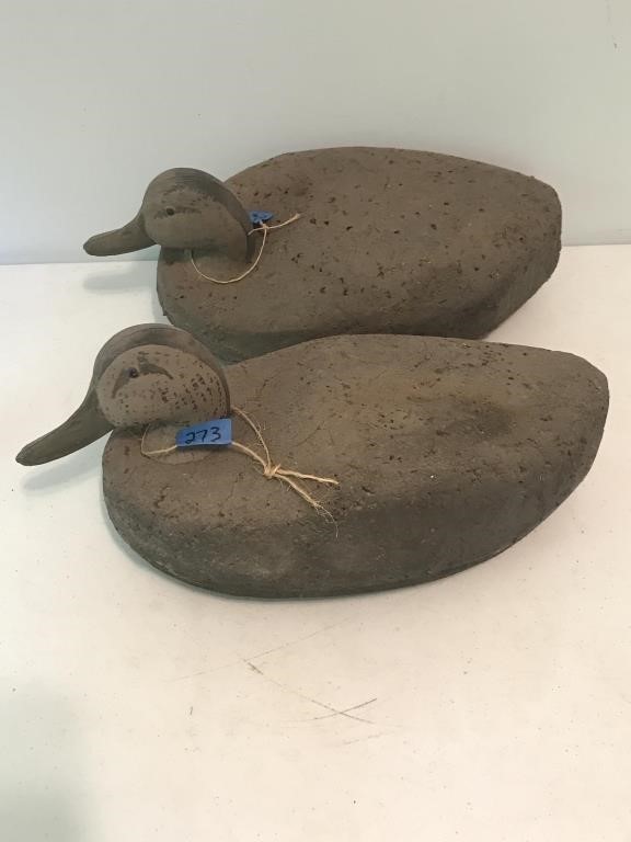 Pair of Cork Duck Decoys 17"L