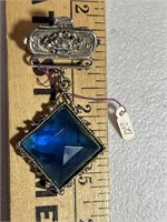 Vintage blue rhinestone brooch