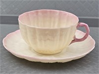 Rare Pink Belleek Teacup/Saucer