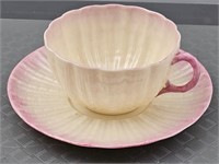 Rare Pink Belleek Teacup/Saucer