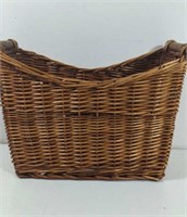 Brown Wicker Magazine Basket With wooden Handles
