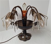 Art Nouveau Epergne Lamp w/Crystals
