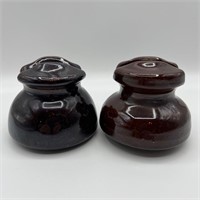Vintage Ceramic set of 2 Insulators  brown