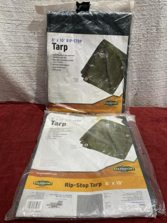 NIB (2) Stansport 8’ x 10’ Rip-Stop Green Tarps