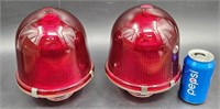 2 Red Industrial Glass Light Covers Fire Engine?
