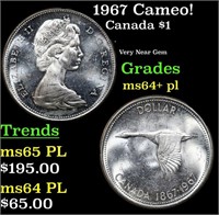 1967 Canada Dollar Cameo! 1 Grades Choice Unc+ PL