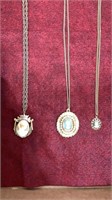 3 Vintage Cameo pendants necklaces