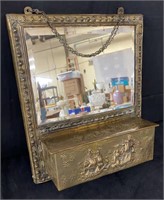 Vintage repousse' brass wall mirror