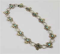 Sterling Silver & Turquoise Navajo Necklace.