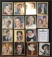 16 x MOVIE STAR Tobacco Cards (1933)