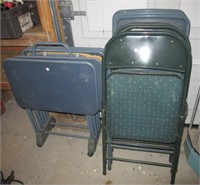 (7) Folding chairs and (4) TV trays.