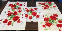 Lot Of 4 Linen Rose Blocks (Vintage)