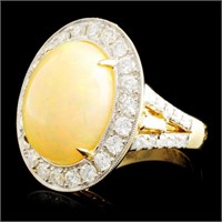 14K Gold Opal & Diamond Ring: 5.51ct & 1.26ctw