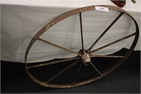 ANTIQUE METAL WAGON WHEEL