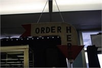 WOOD HANGING ORDER HERE SIGN