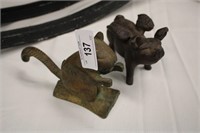 2PC 1 CAST BRASS SQUIRREL 1 CAST IRON FLYING PIG