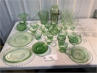 Lot of Vintage Green Depression Glass