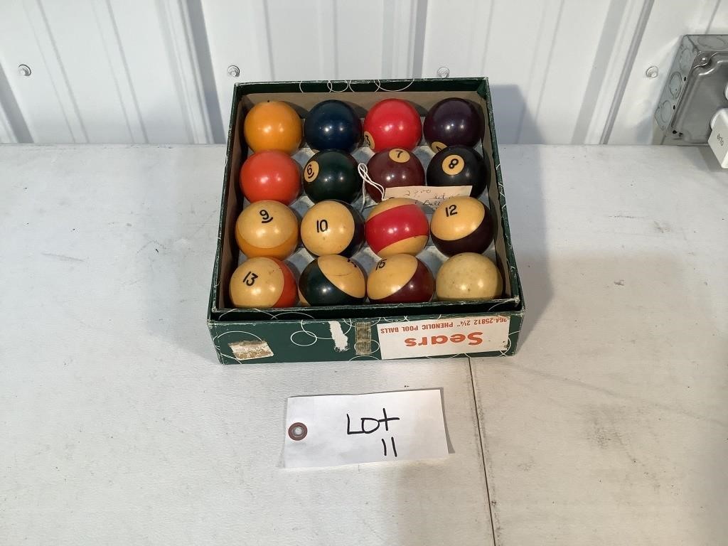 Set of Sears Phenolic Pool Balls