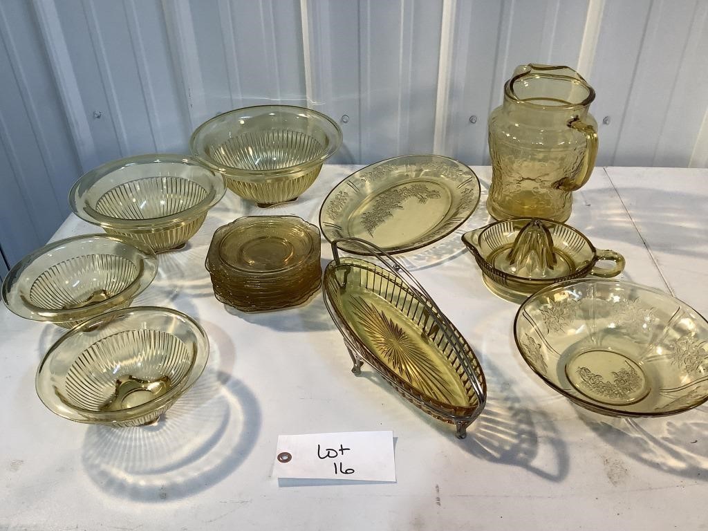 Set of Madrid Amber Depression Glass