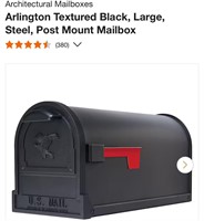 Arlington Black,Large, Steel, Post Mount Mailbox.