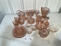 Lot of Pink Depression Glass