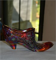 vtg L.E. Smith Carnival Glass Shoe