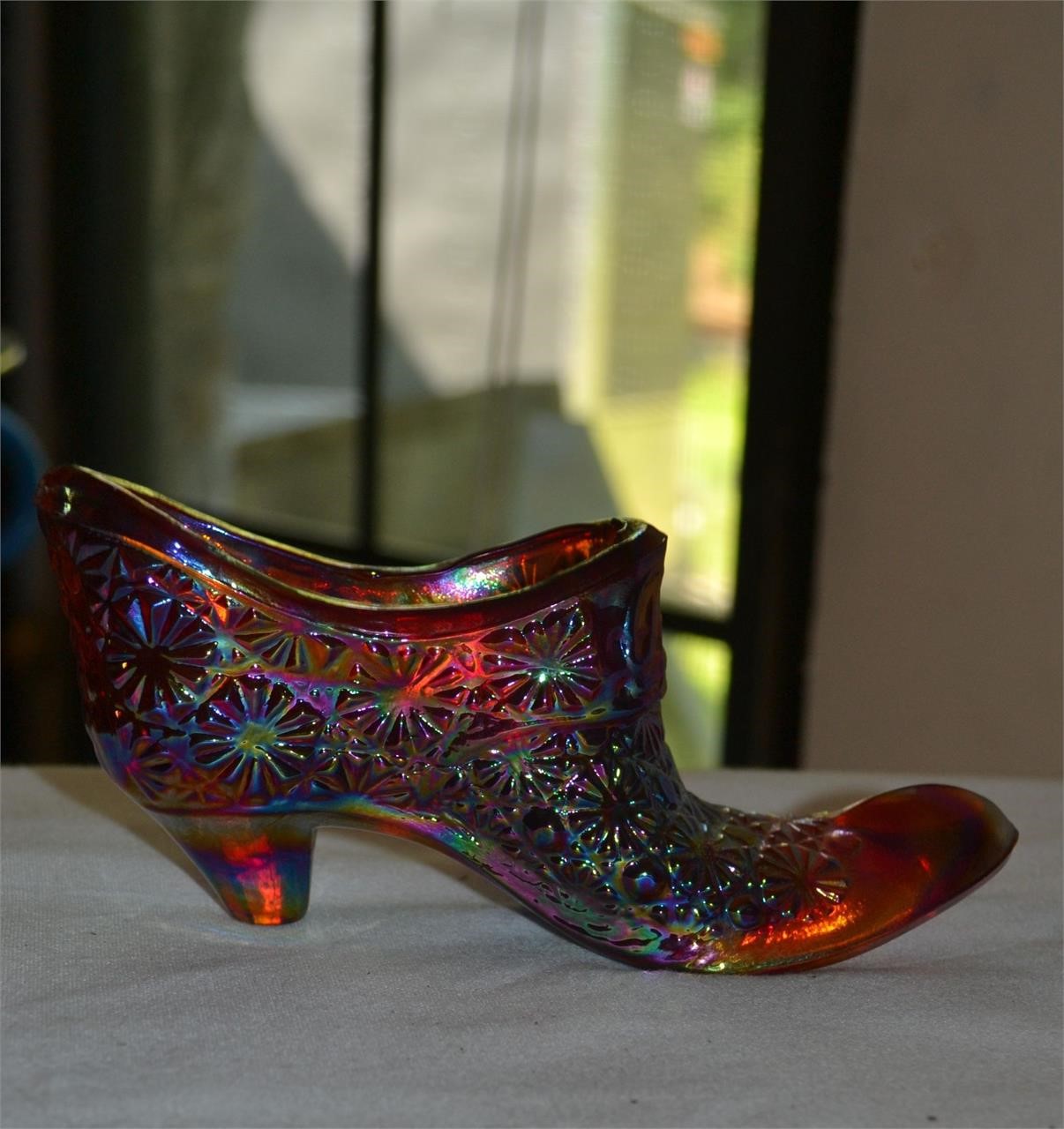 vtg L.E. Smith Carnival Glass Shoe