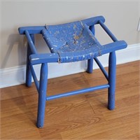 Blue Wicker Stool 19"L 11½"W 18"T