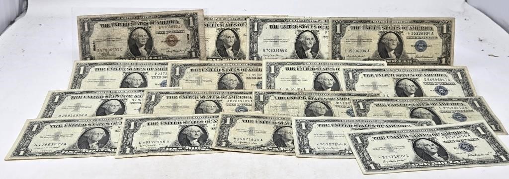 (17) $1 Silver Certificates (One Hawaii)