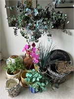 Lot of Assorted Artificial Plants and Pots