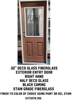 32" RH Deco Glass Fiberglass Exterior Entry Door