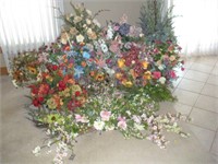 Large Lot of Faux Flowers & Pots