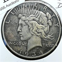 1934 D Peace Dollar $1 Large D