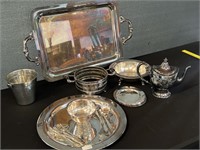 Large Lot of Silver Trays Tea & MORE