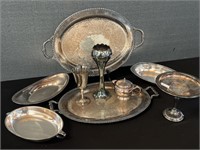 Large Lot of Silver Trays Serving Pieces MORE