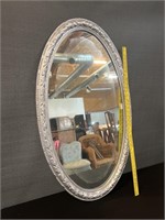 Large Silver Framed Oval Mirror