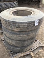 Set of (4) 9.00-R20 Truck Tires and Rims