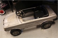 Vintage Mercedes pedal car, silver painted body,